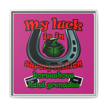 my luck - framed canvas art (pink)
