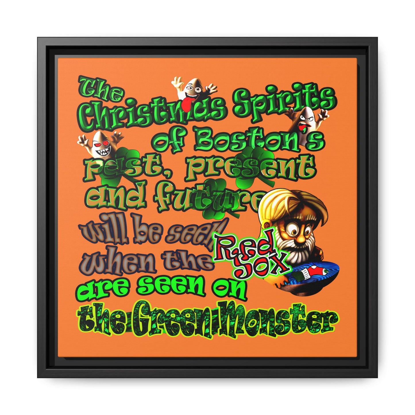 christmas spirits of boston - framed canvas art (crusta)
