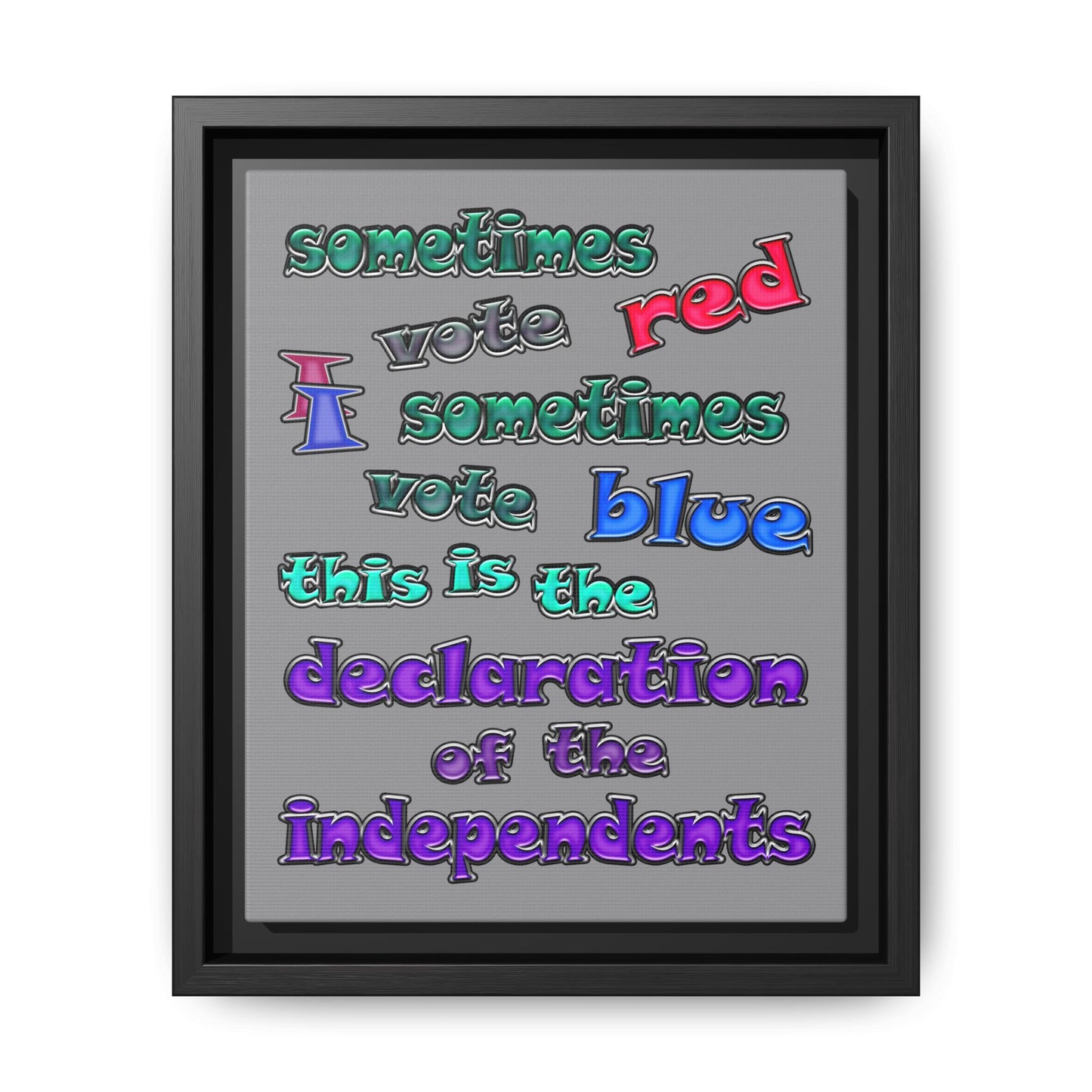 declaration of the independents - framed canvas art (grey)