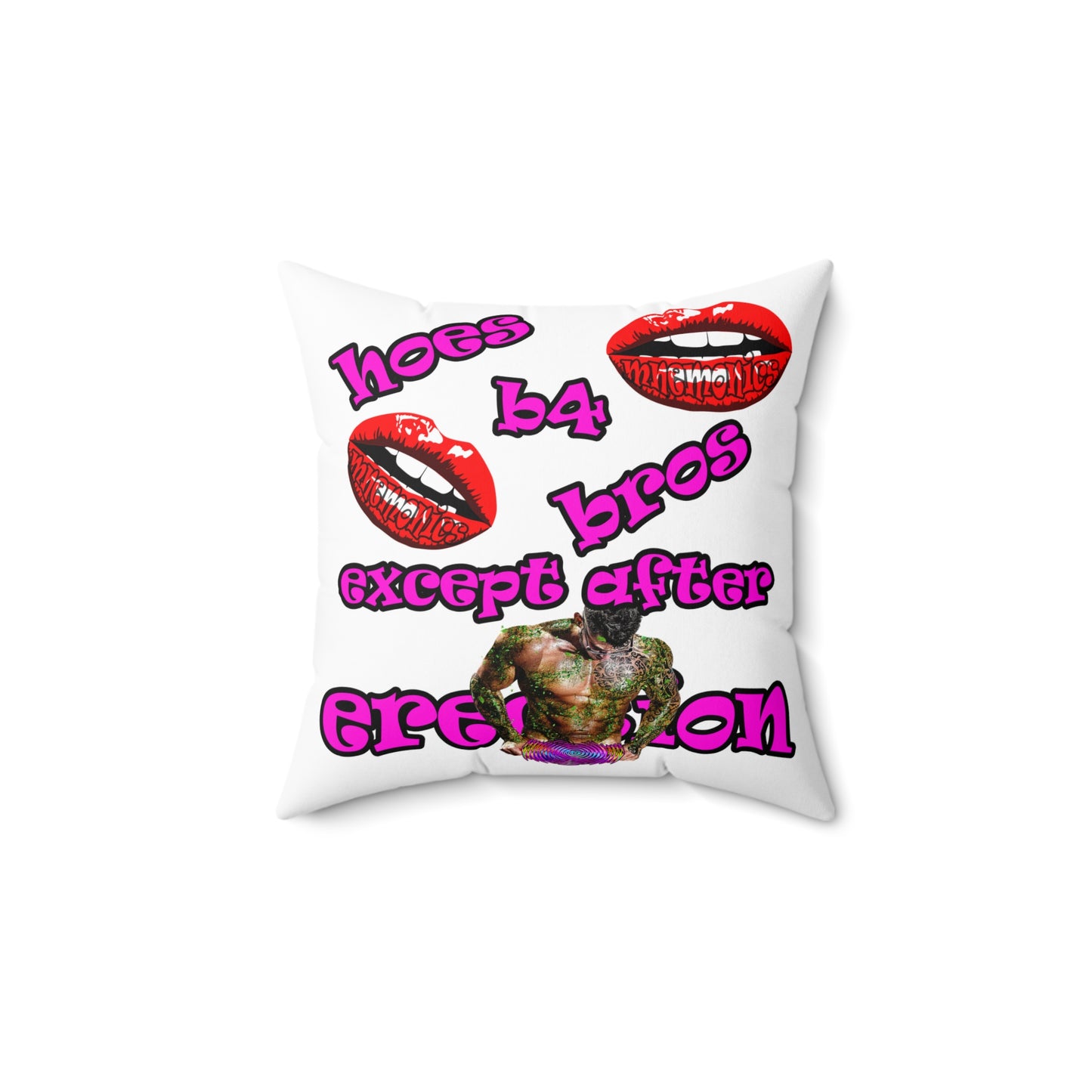 hoes b4 bros - Spun Polyester Square Pillow - (white)