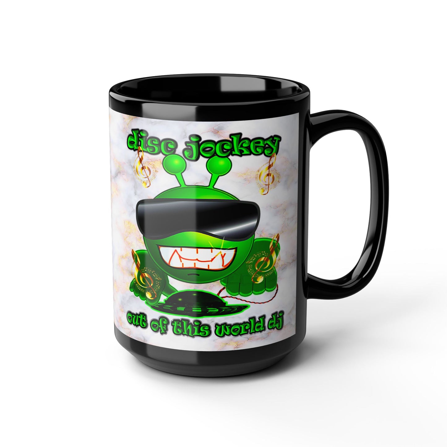disc jockey - Black Mug (white marble)