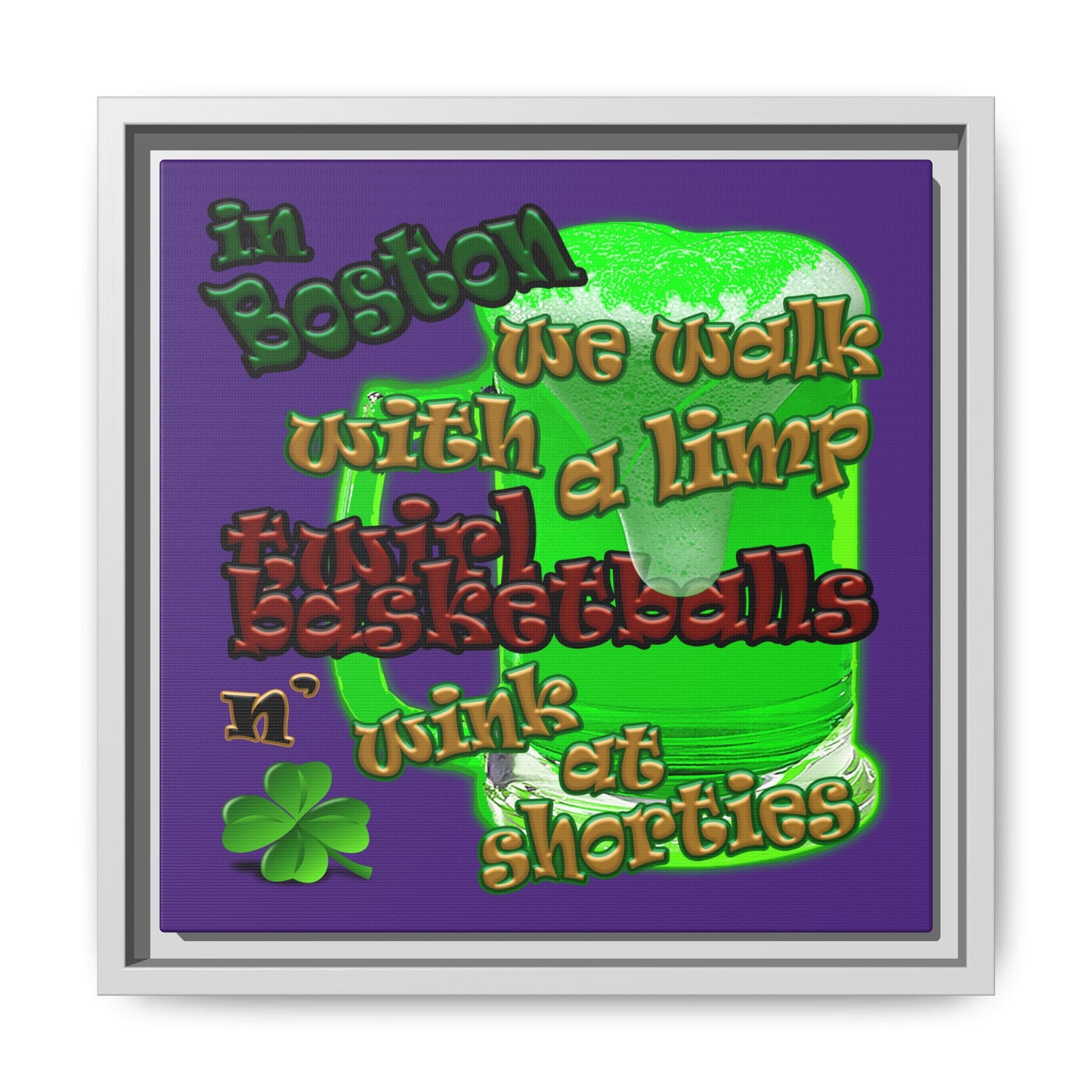 celtics logo - framed canvas art (purple)