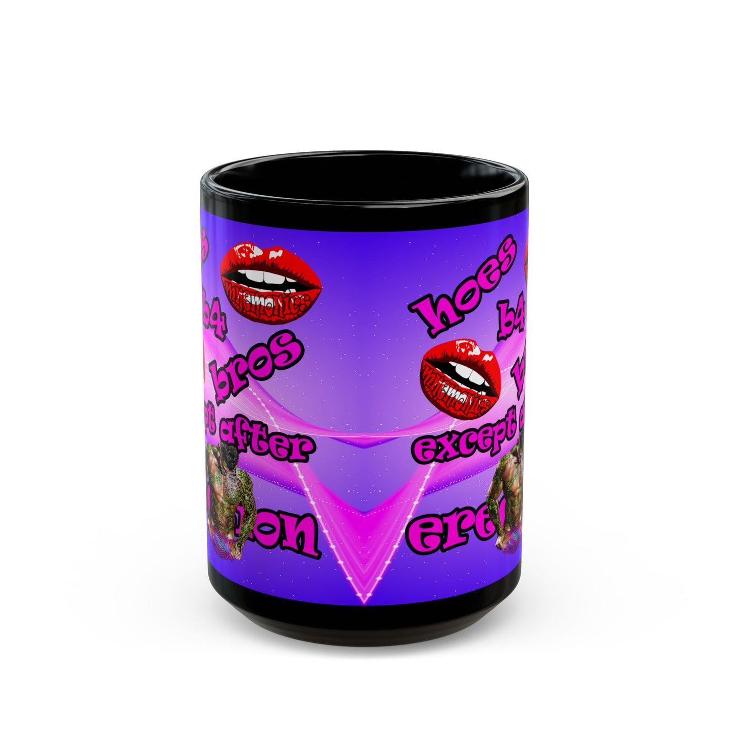 hoes b4 bros - Black Mug (purple-pink wave)