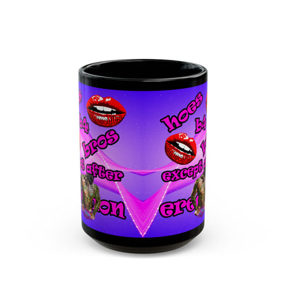 hoes b4 bros - Black Mug (purple-pink wave)
