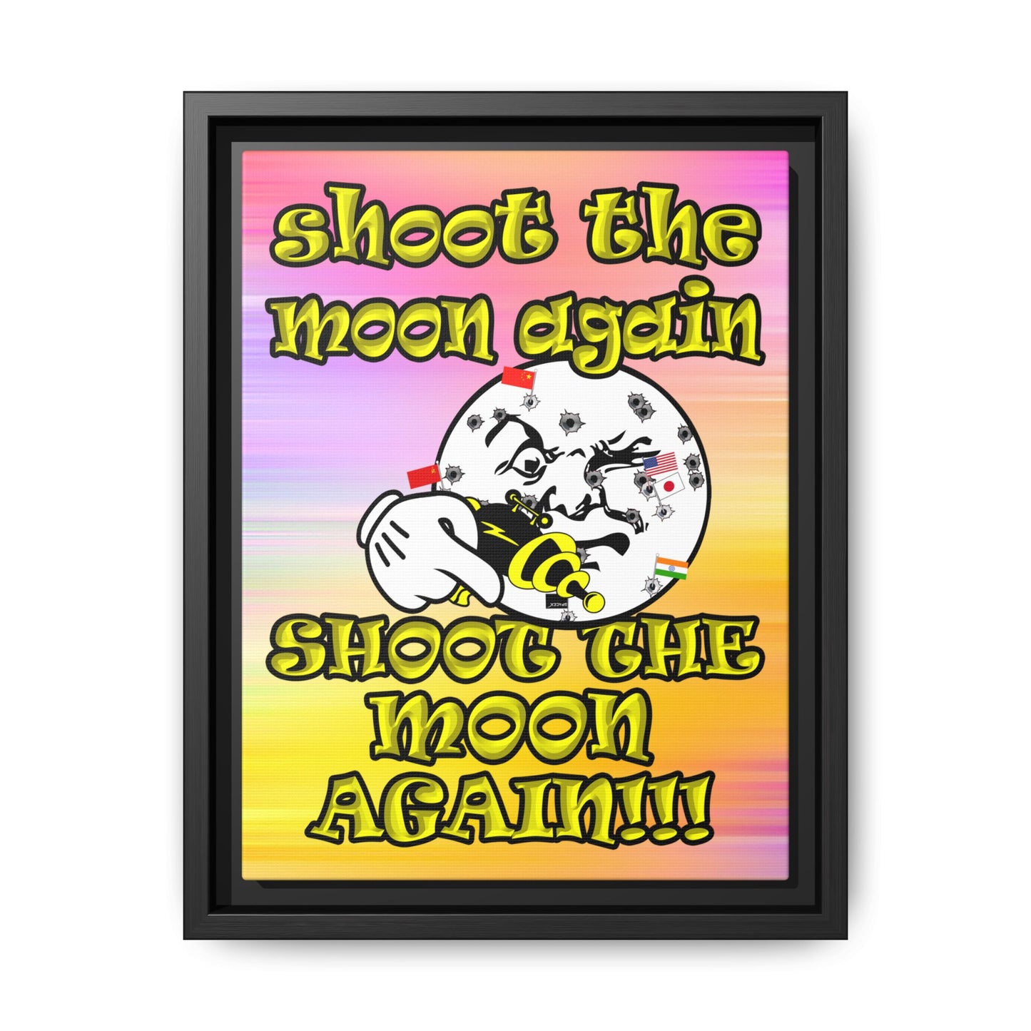 shoot the moon again - framed canvas art (color blur)