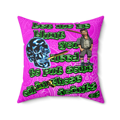 og - Faux Suede Square Pillow - (pink swirl)