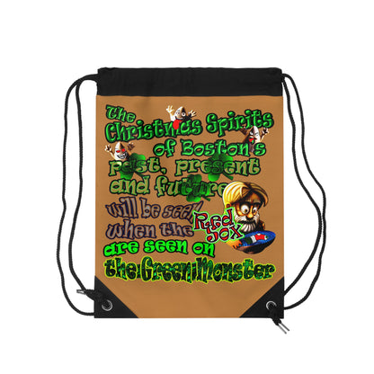 christmas spirits of boston - Drawstring Bag (light brown)