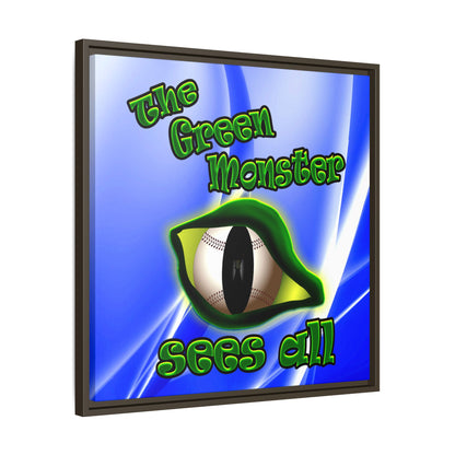 green monster - framed canvas art (blue-white wave)