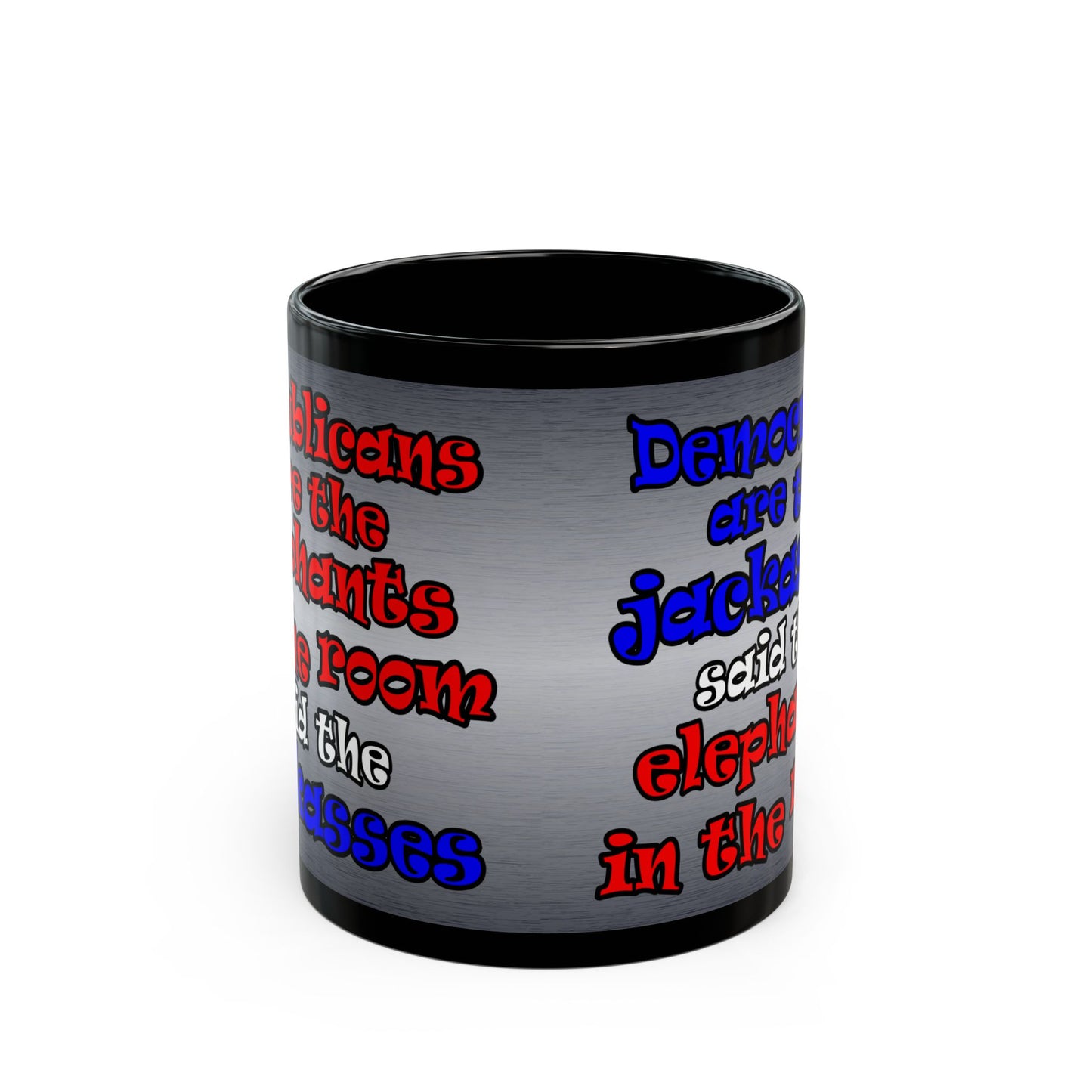 donkeys and elephants - Black Mug (brushed nickel)