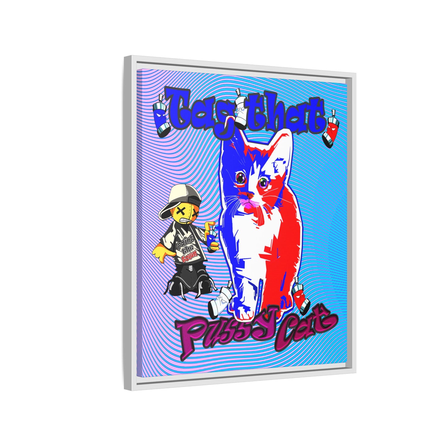 tag that - framed canvas art (light blue-purple wave)