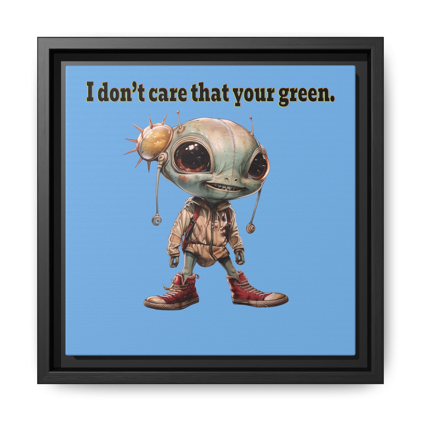 I don't care that your green - framed canvas art (light blue)