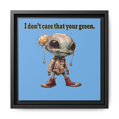 I don't care that your green - framed canvas art (light blue)