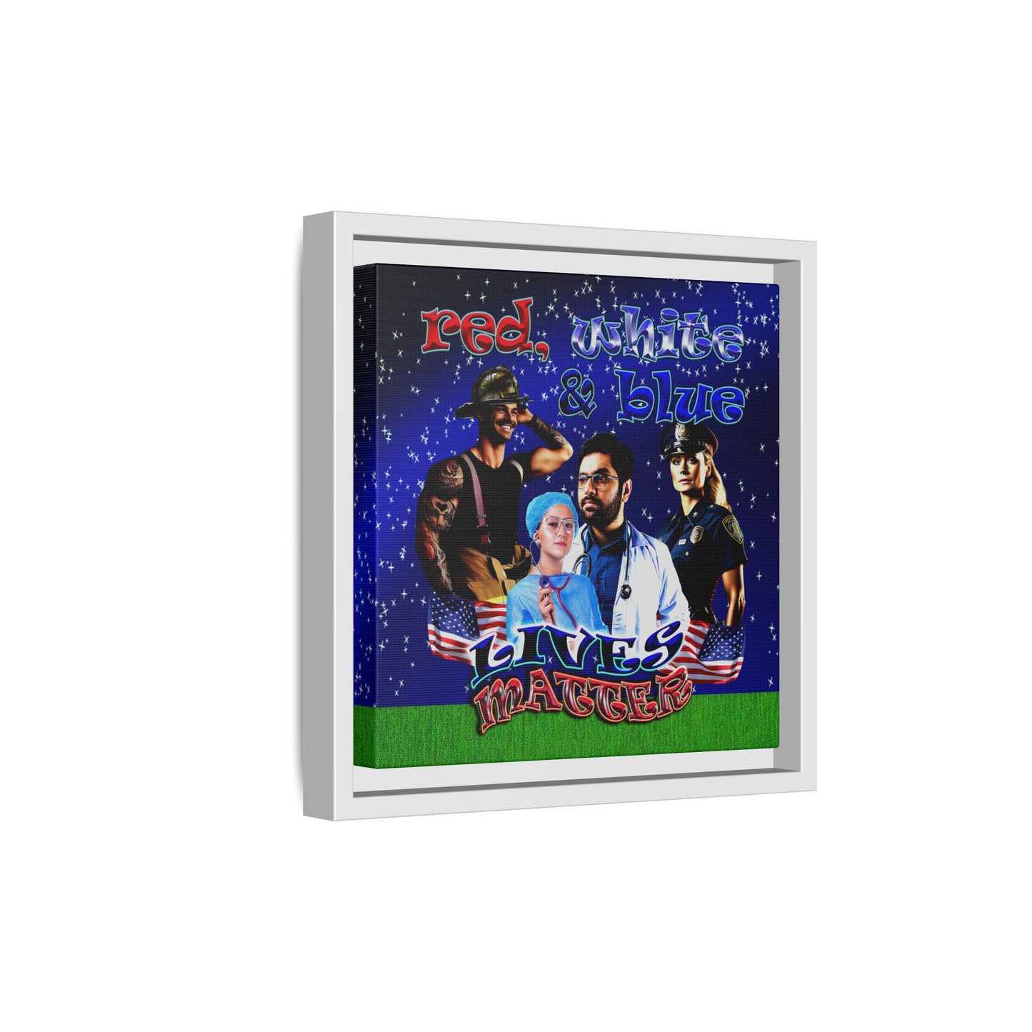 rw&b lives matter - framed canvas art ('snoops' background)