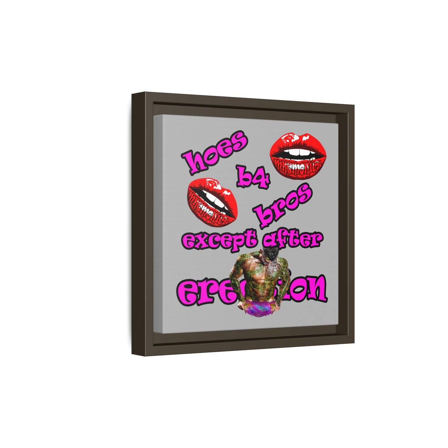 hoes b4 bros - framed canvas art (light grey)