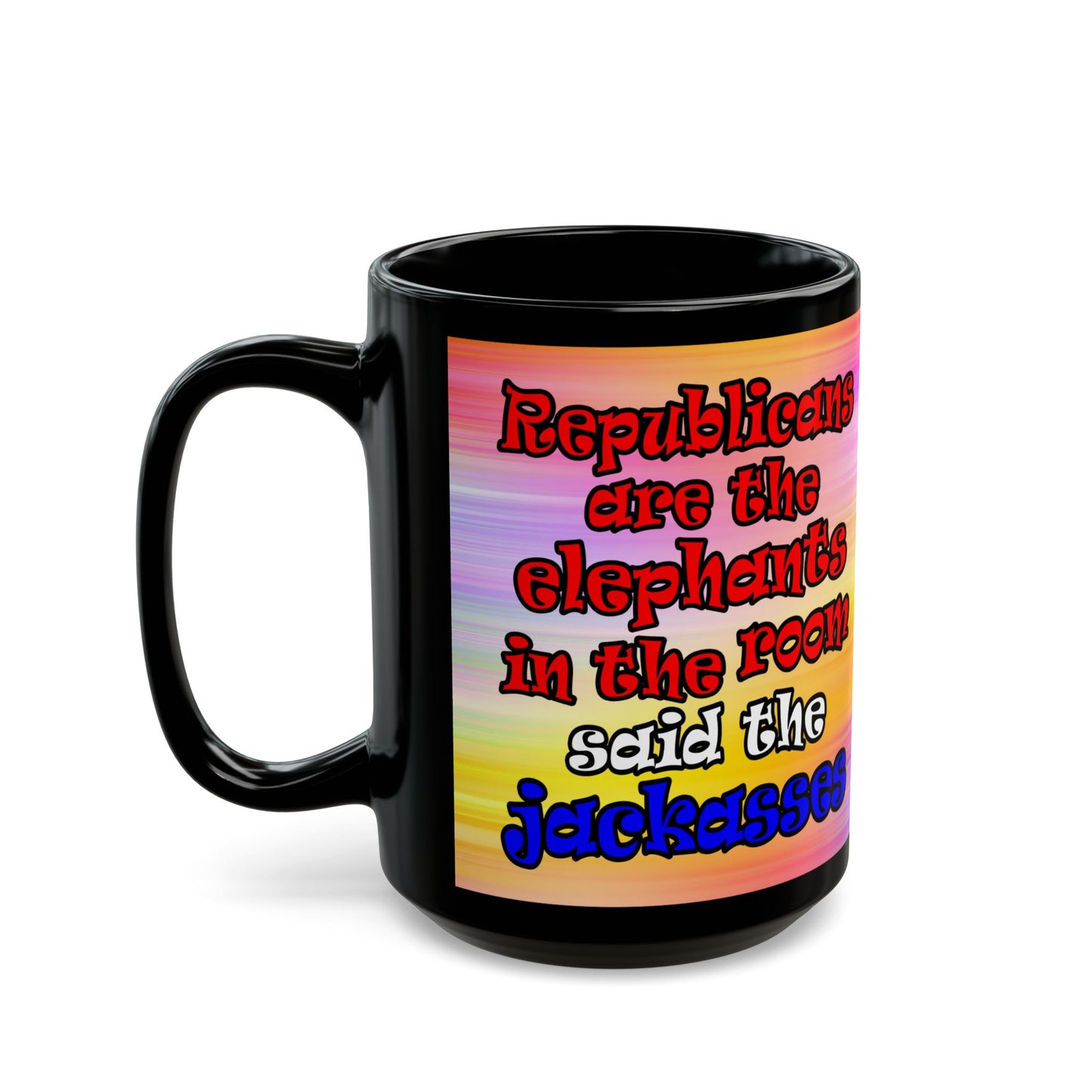 donkeys and elephants - Black Mug (color blur)
