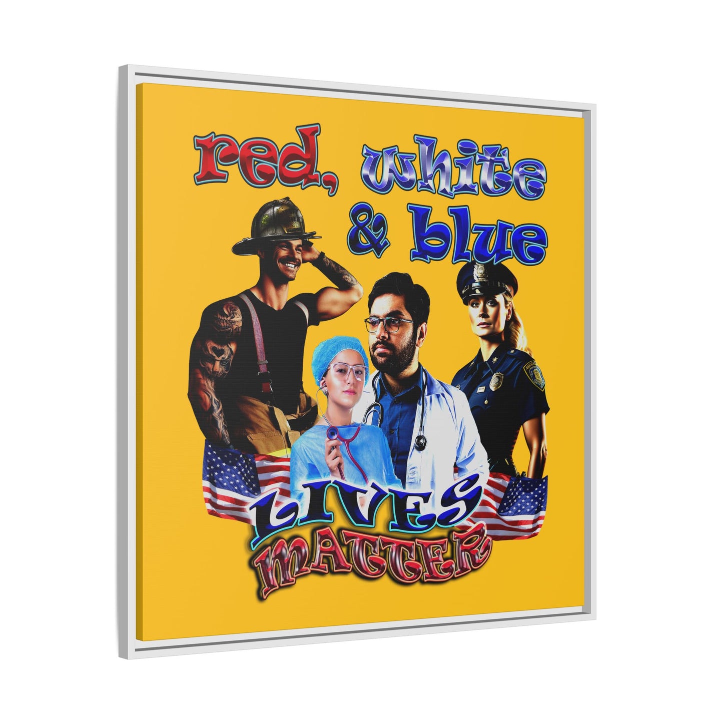 rw&b lives matter - framed canvas art (yellow)