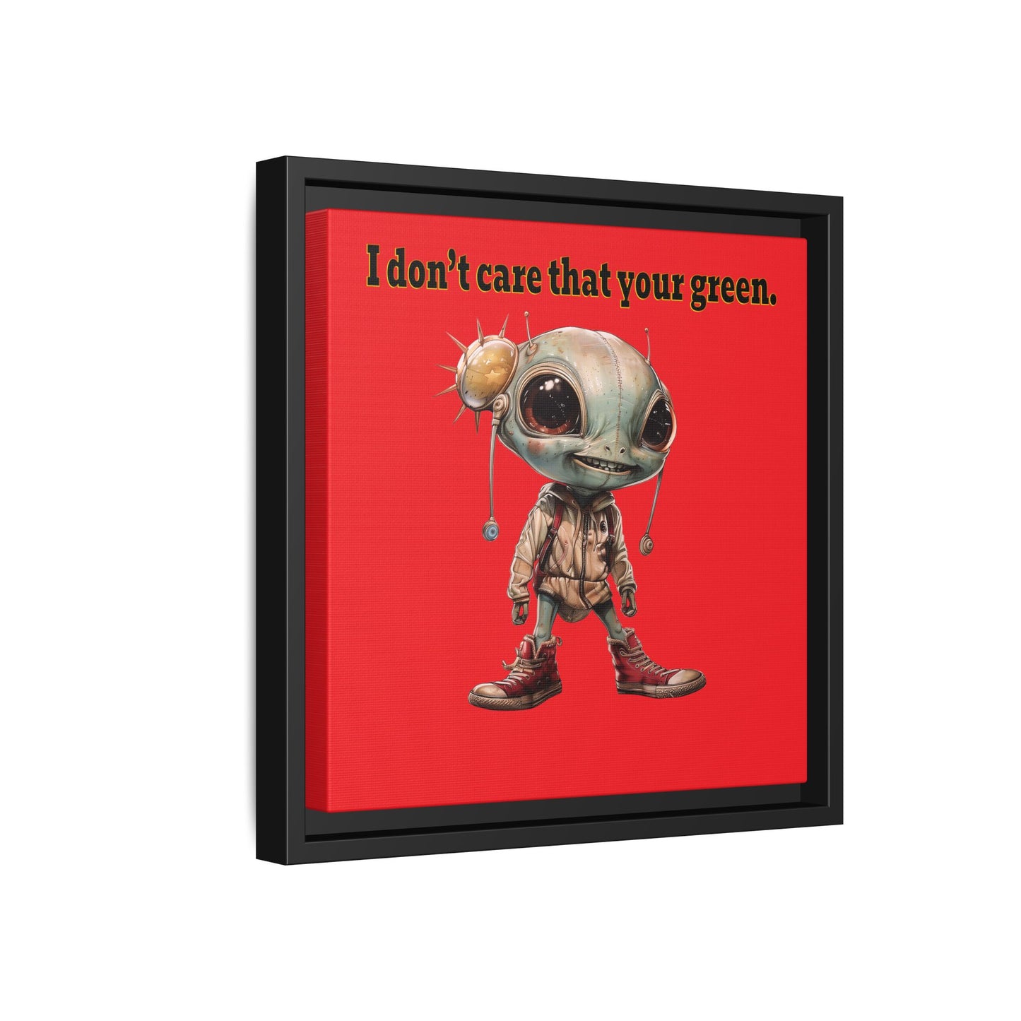 I don't care that your green - framed canvas art (red)