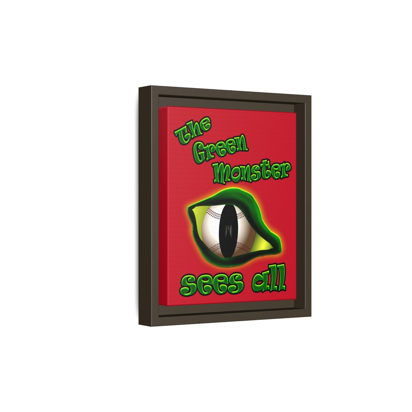 green monster - framed canvas art (dark red)