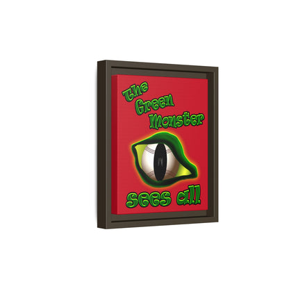green monster - framed canvas art (dark red)
