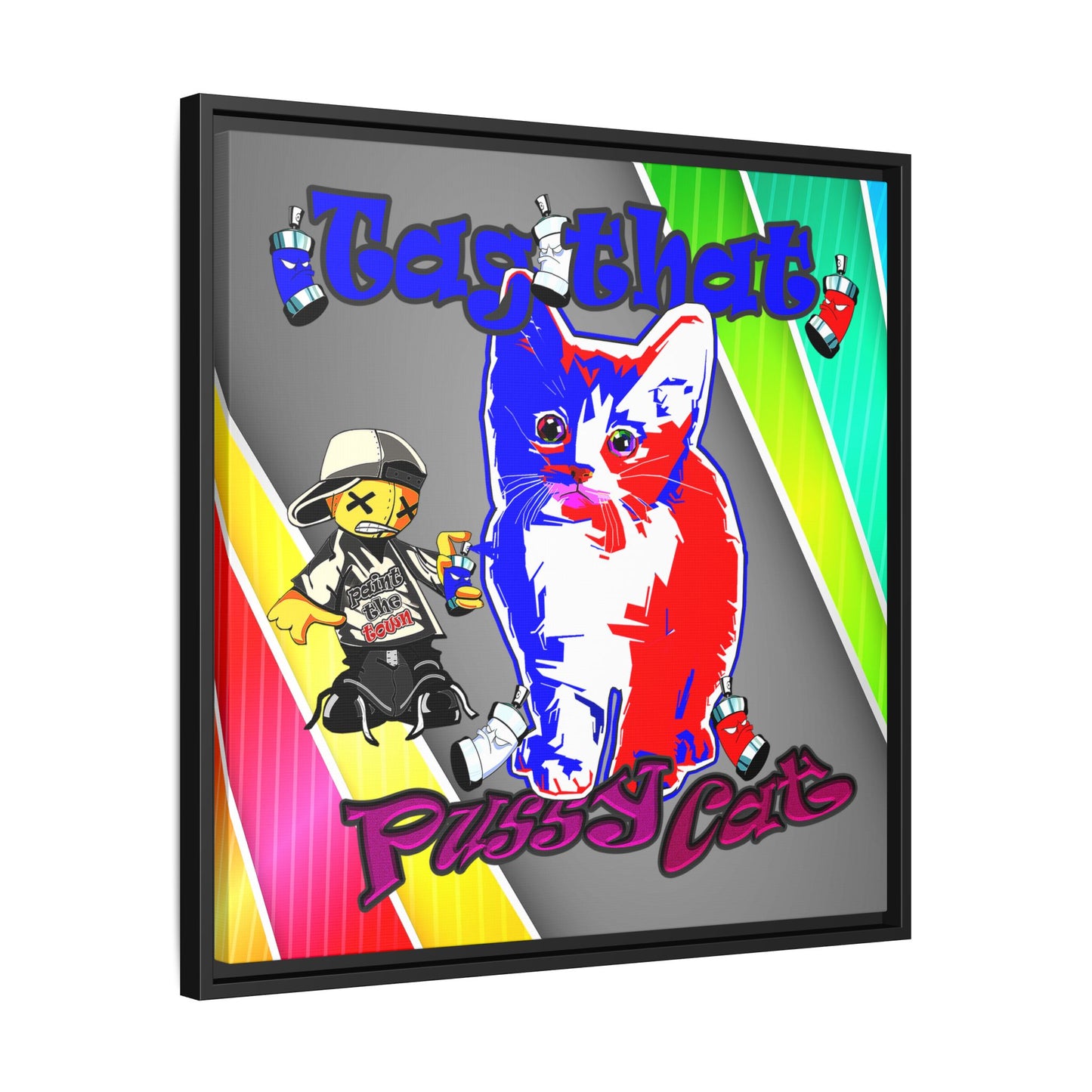 tag that - framed canvas art (rainbow split)