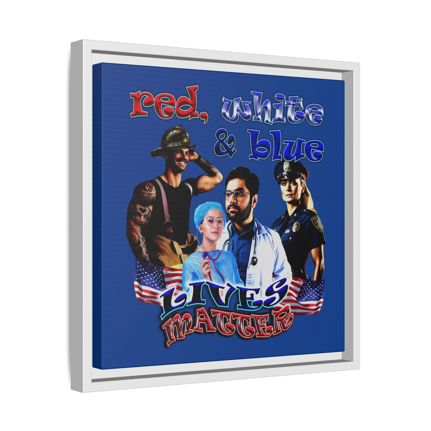 rw&b lives matter - framed canvas art (dark blue)