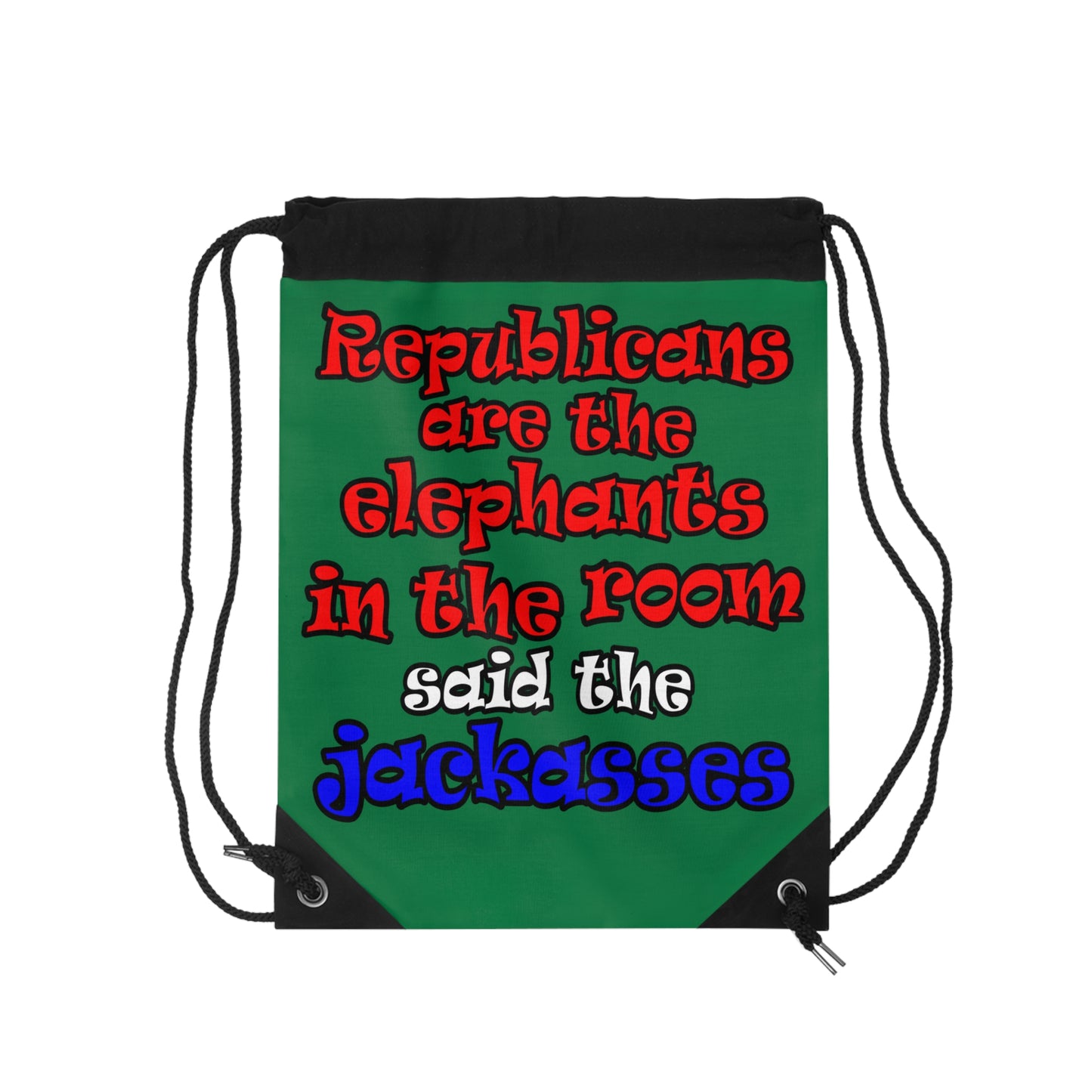 donkeys and elephants - Drawstring Bag (dark green)