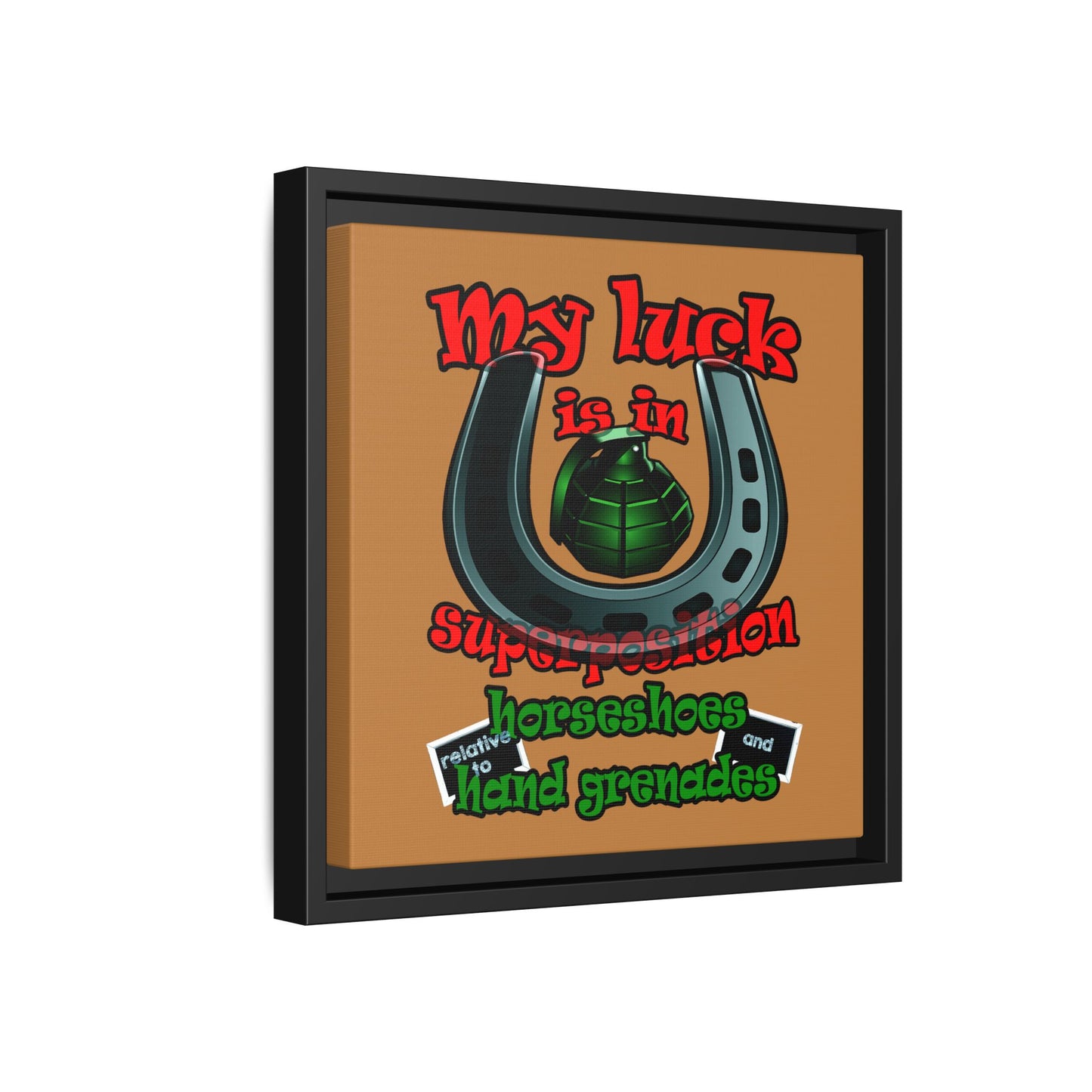 my luck - framed canvas art (light brown)