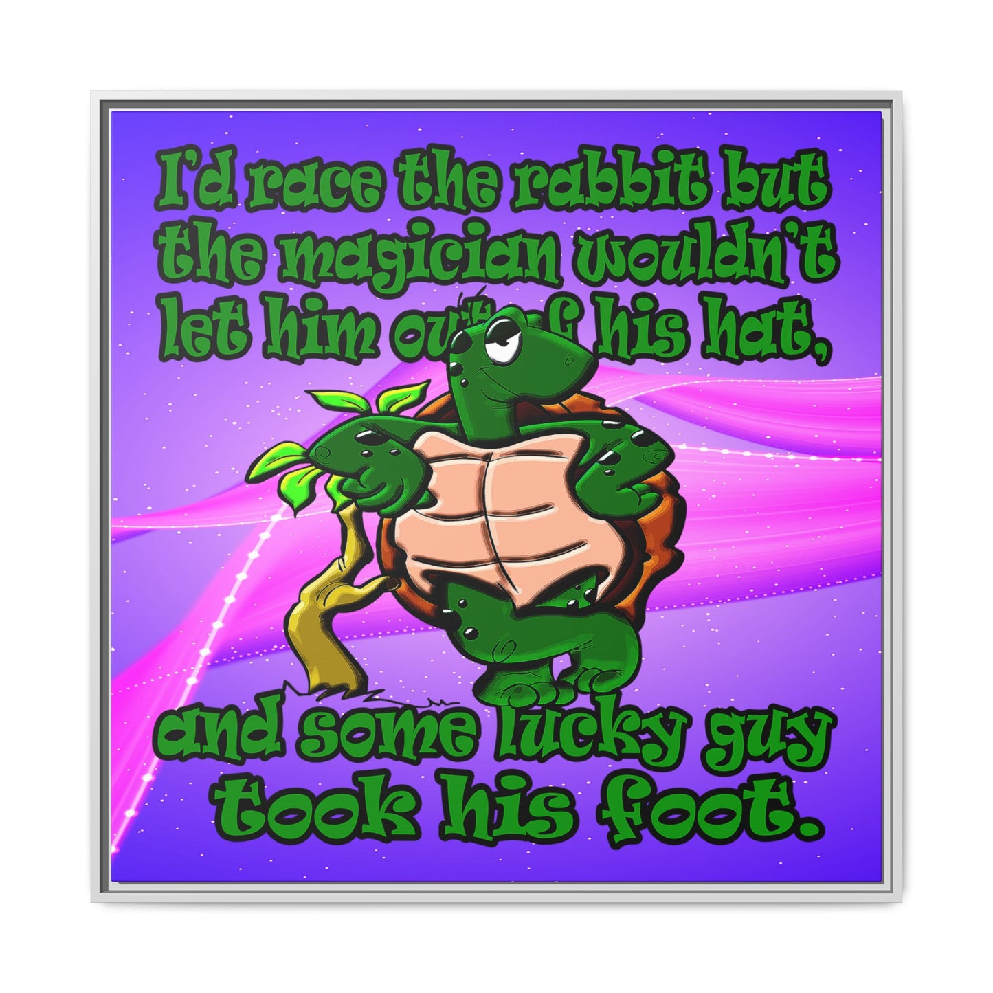 turtle race - framed canvas art (purple-pink wave)