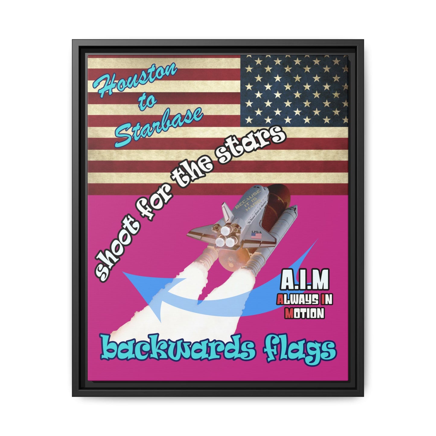 shoot for the stars - framed canvas art (pink)
