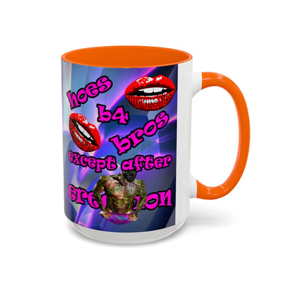 hoes b4 bros - Accent Mug (grey-pink wave)