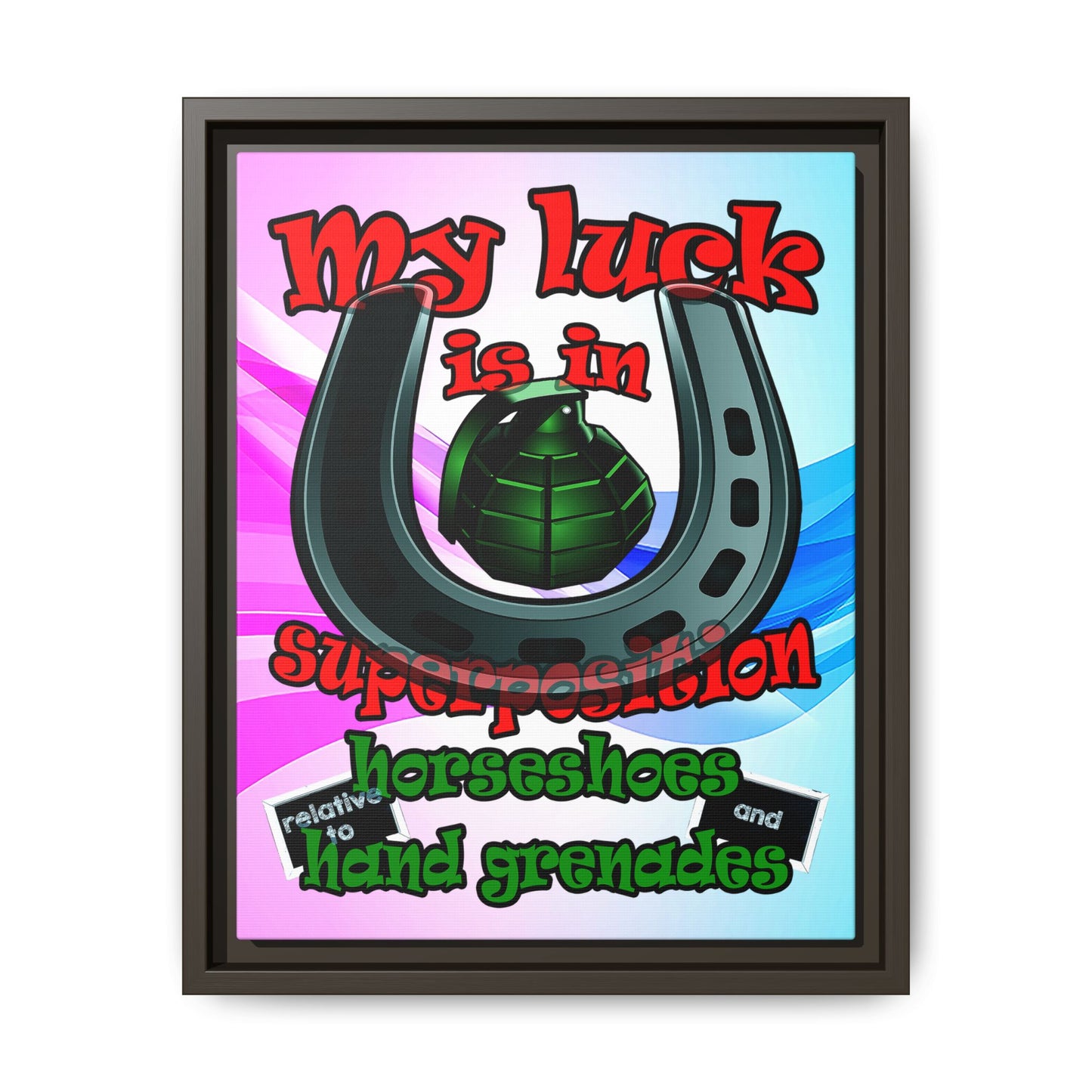 my luck - framed canvas art (light blue-pink wave)