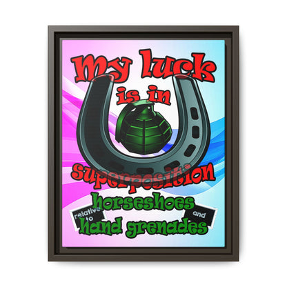 my luck - framed canvas art (light blue-pink wave)