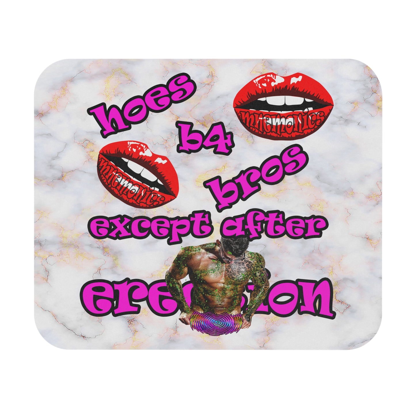 hoes b4 bros - Mouse Pad (Rectangle) (white marble)