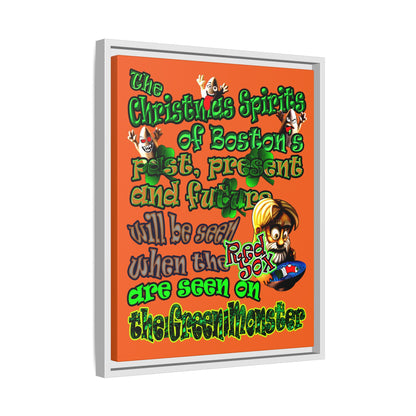 christmas spirits of boston - framed canvas art (orange)