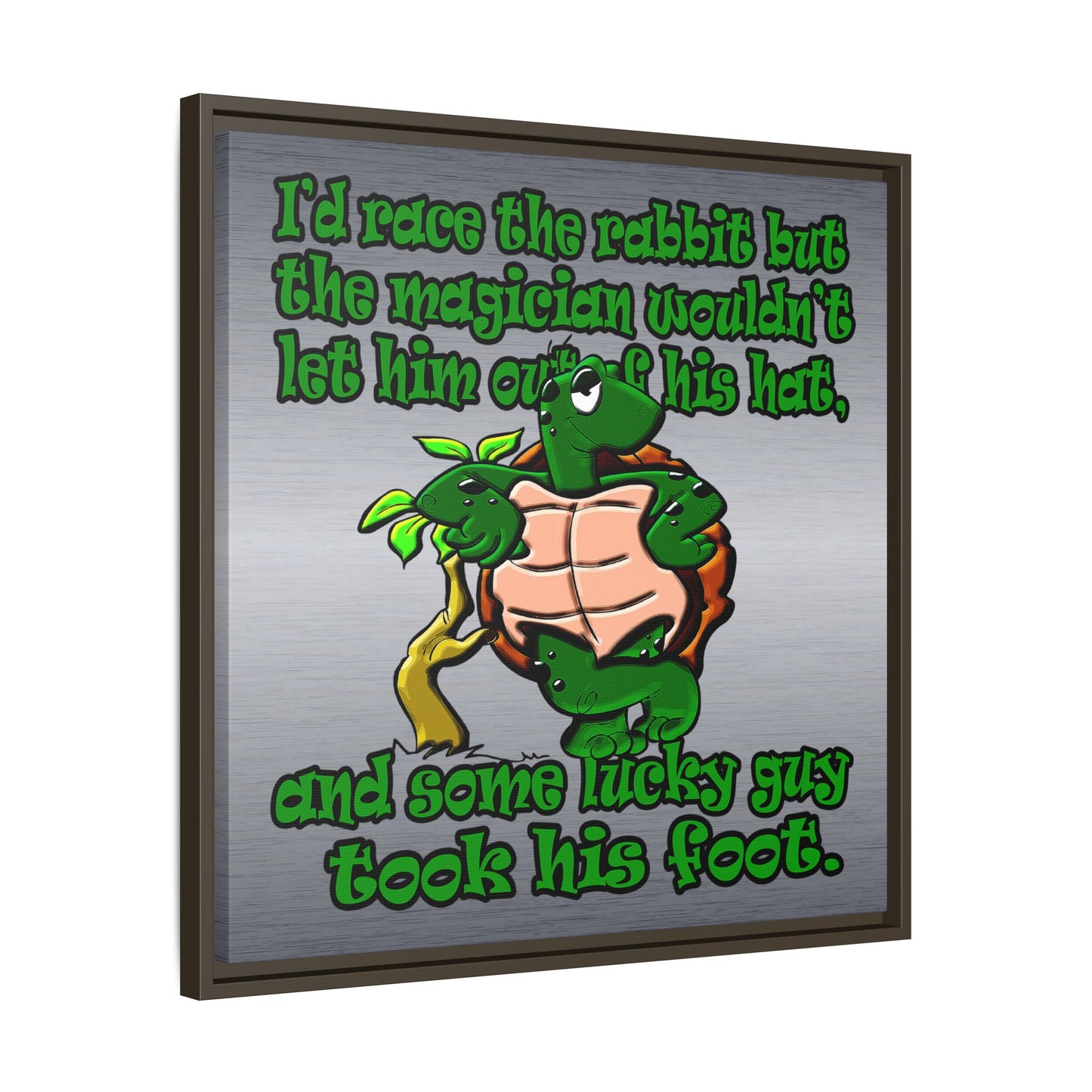 turtle race - framed canvas art (brushed nickel)