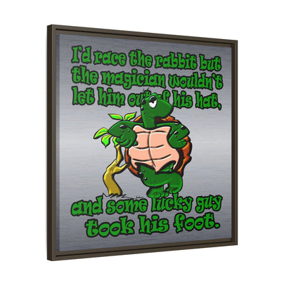 turtle race - framed canvas art (brushed nickel)
