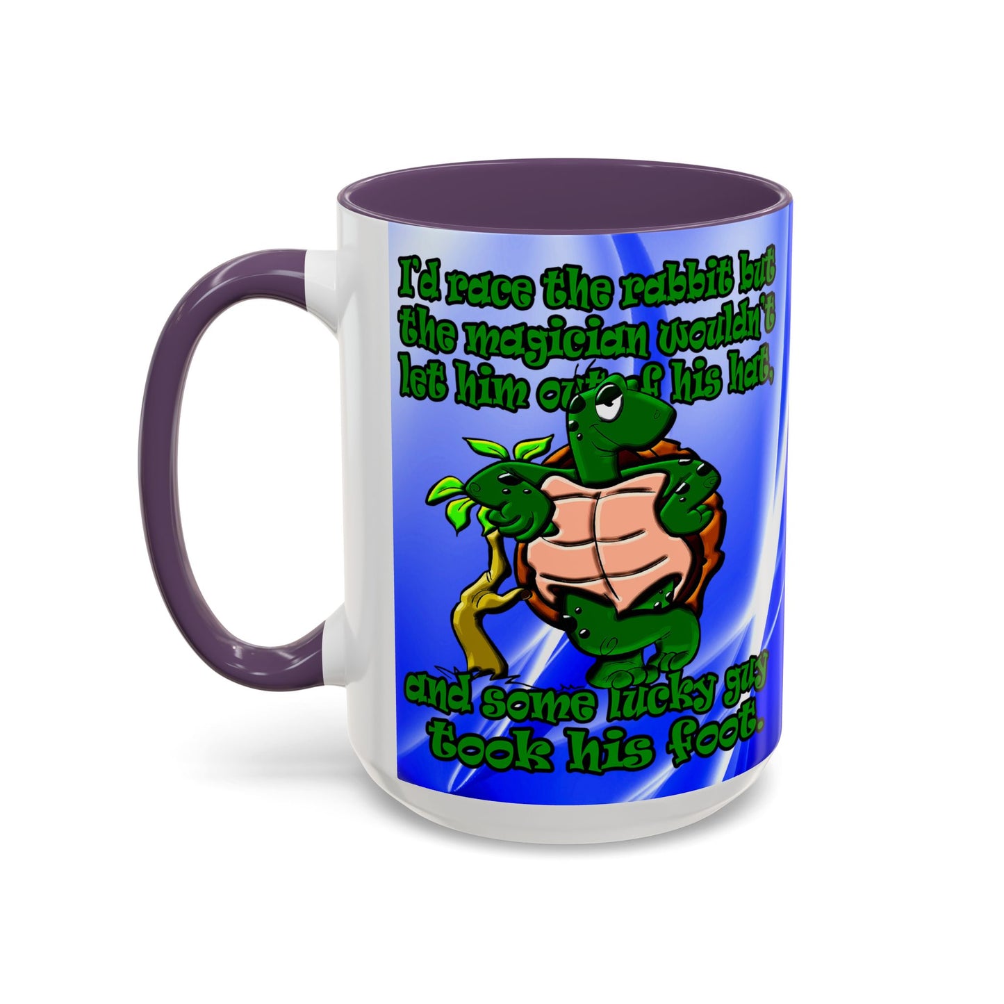 turtle race - Accent Mug (blue-white wave)