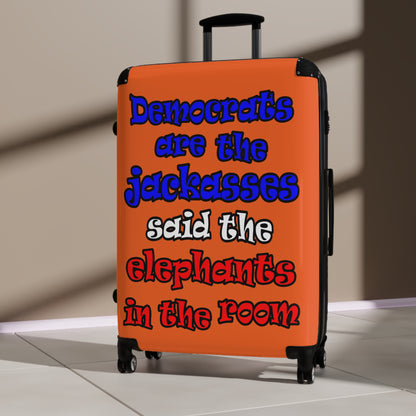 donkeys and elephants - Suitcase (orange)