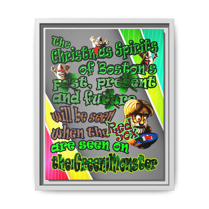 christmas spirits of boston - framed canvas art (rainbow split)