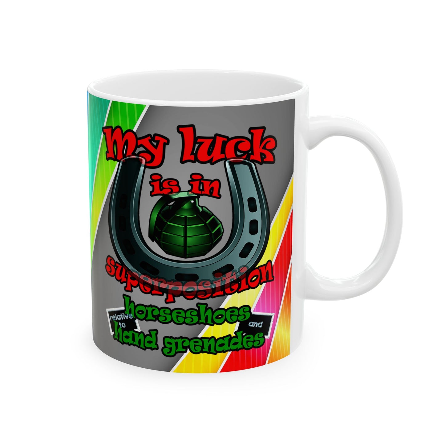 my luck - White Mug (rainbow split)