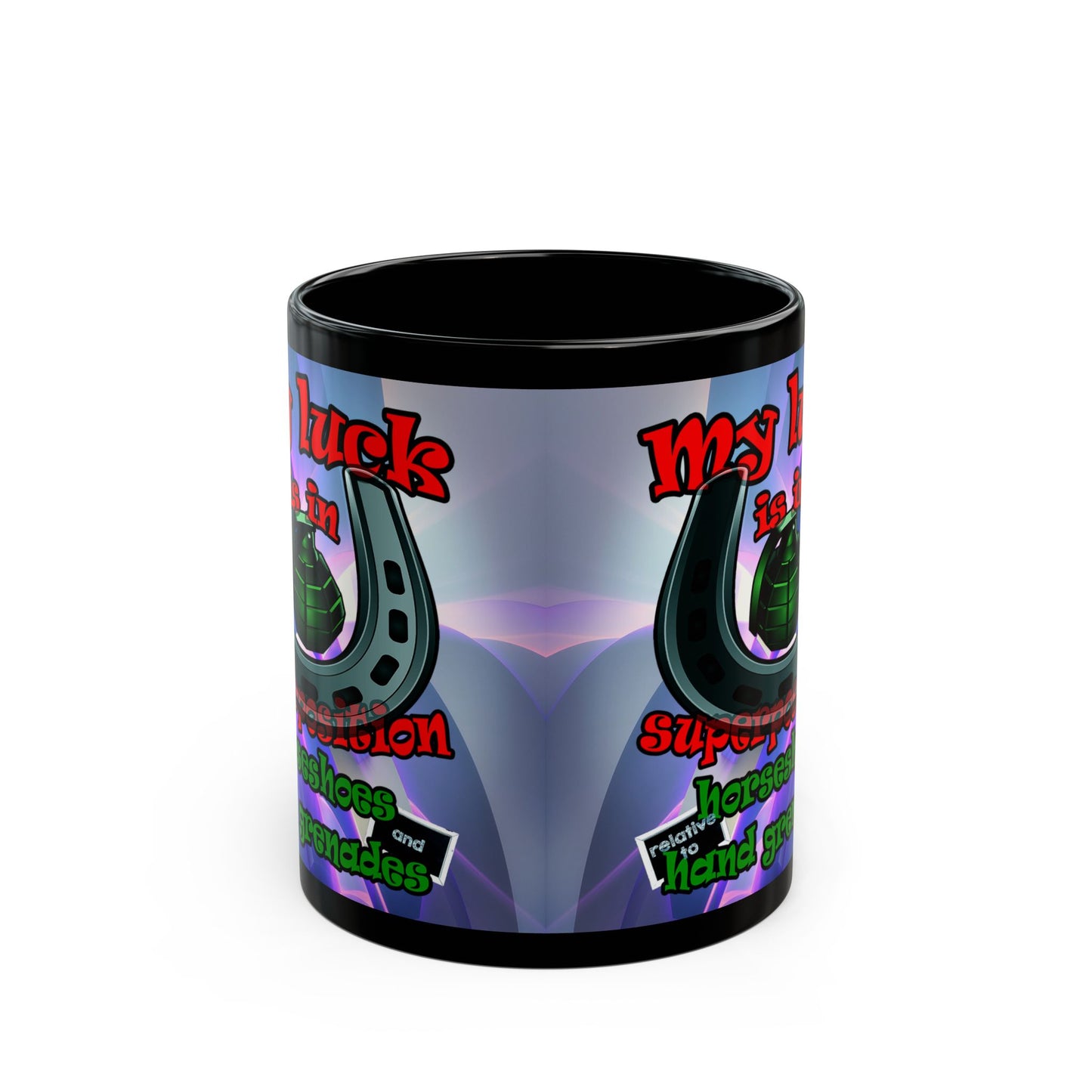 my luck - Black Mug (grey-pink wave)