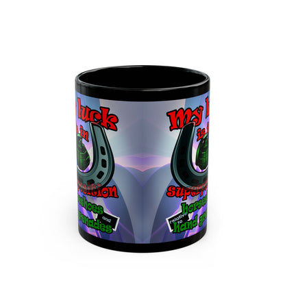 my luck - Black Mug (grey-pink wave)