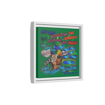 drop the beat - framed canvas art (dark green)