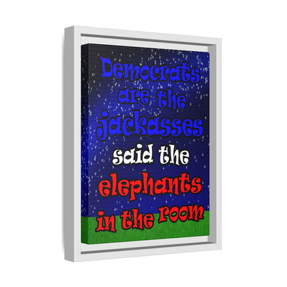 donkeys and elephants - framed canvas art ('snoops' background)