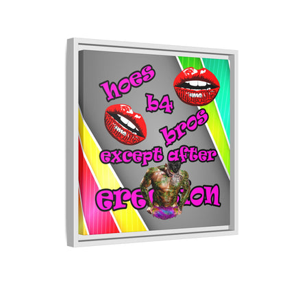 hoes b4 bros - framed canvas art (rainbow split)