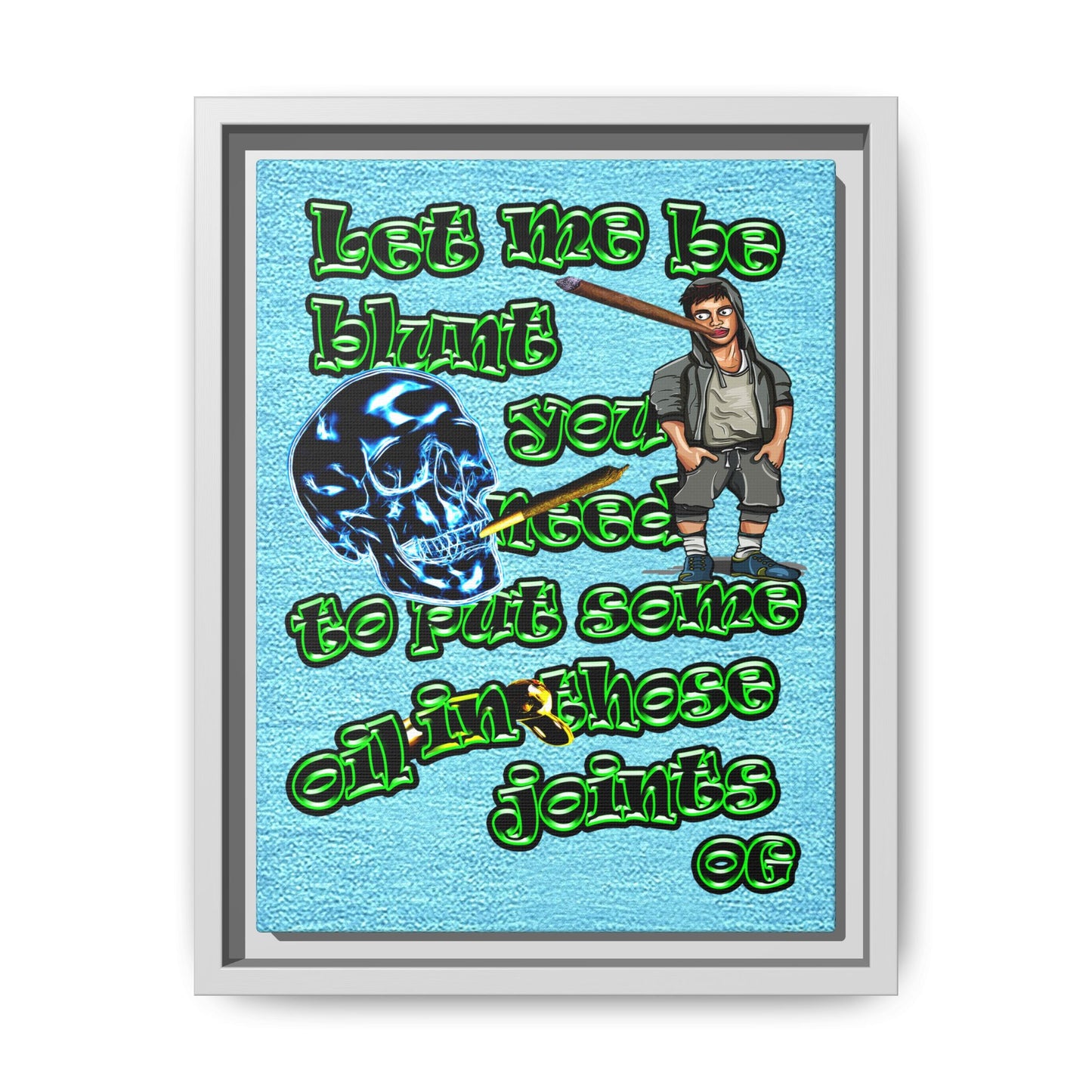 og - framed canvas art (faded blue)