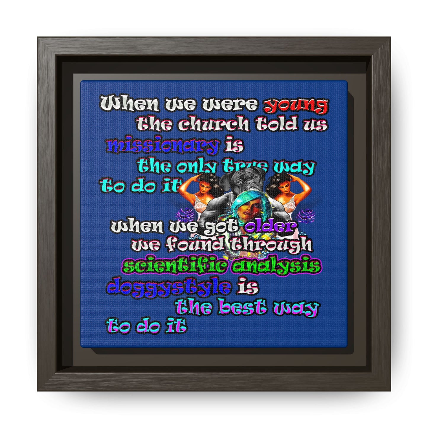 doggystyle - framed canvas art (dark blue)