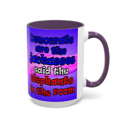 donkeys and elephants - Accent Mug (purple-pink wave)