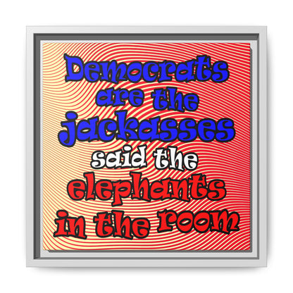 donkeys and elephants - framed canvas art (yellow-orange wave)