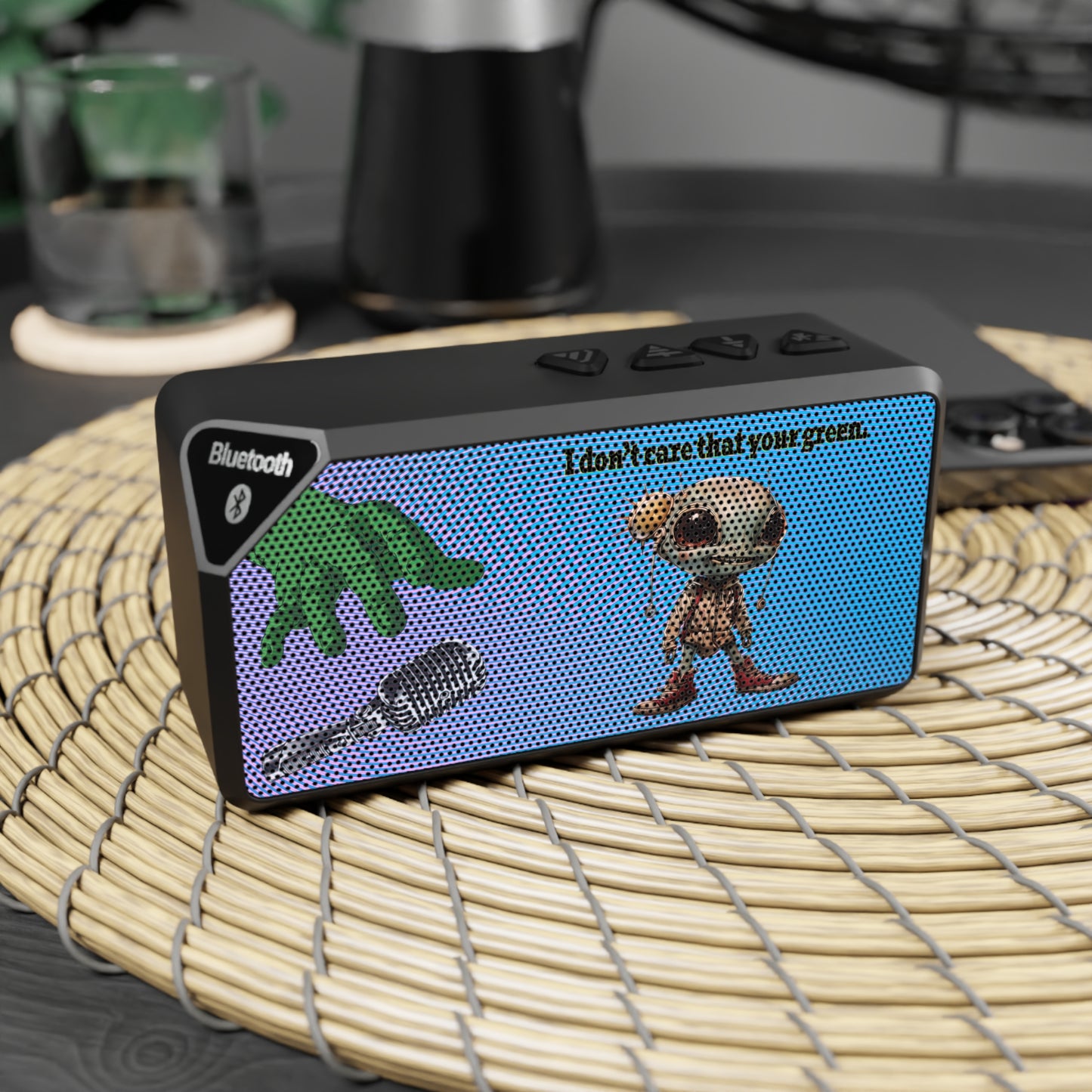 I don't care that your green - Jabba Bluetooth Speaker (light blue-purple wave)